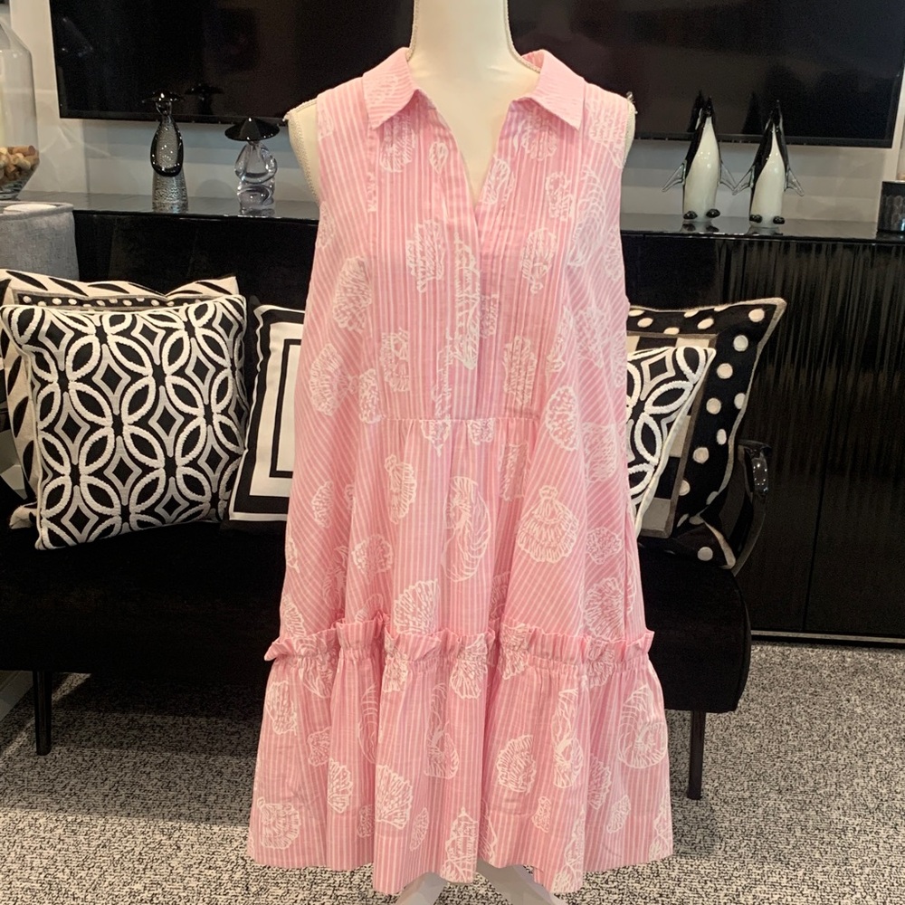 Lilly Pulitzer Pink + White Sleeveless Midi Dress